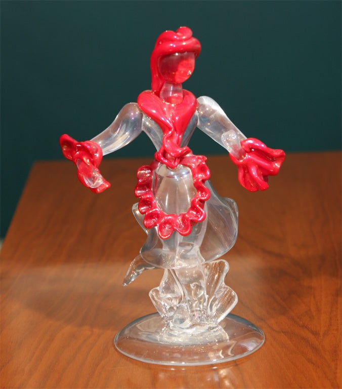 20th Century Glass Figures by Martinuzzi for Venini, Italian 1925, signed. For Sale