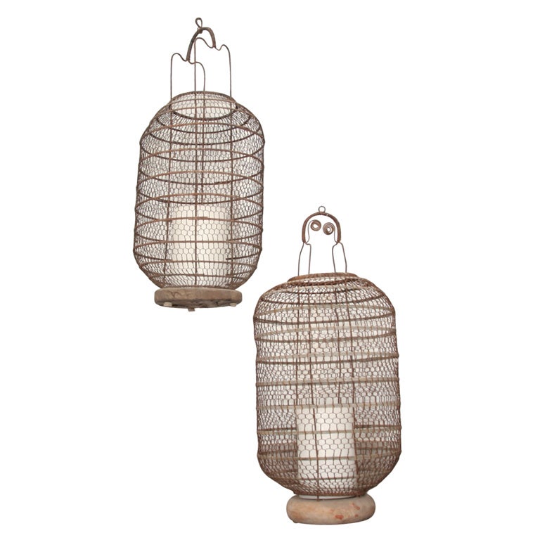 Pair of Chinese Metal Mesh Lanterns