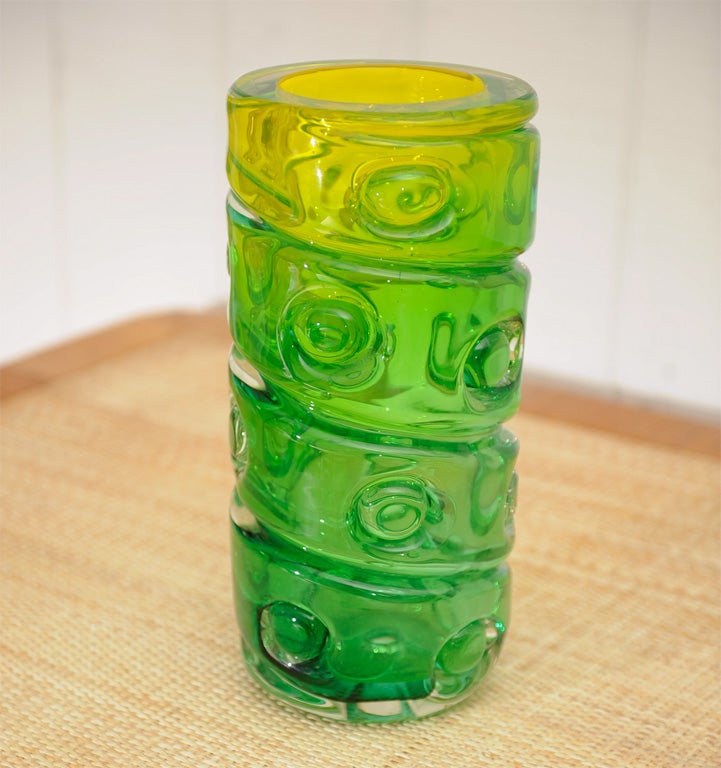 Large Green 1950's Murano Glass Vase