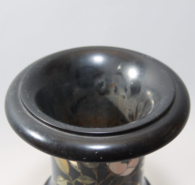 Antique Black Marble Urn with Pietra Dura For Sale 1