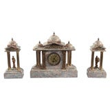 Marble clock with garniture