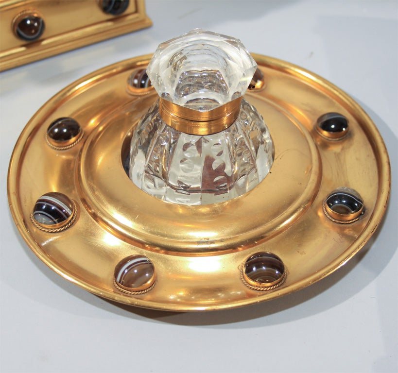 Gilded Brass Desk Set