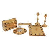 Antique Gilded Brass Desk Set