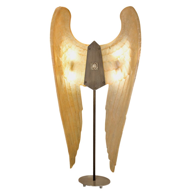 Pair of Cast Resin Angel Wings by Tony Duquette on Custom Stand