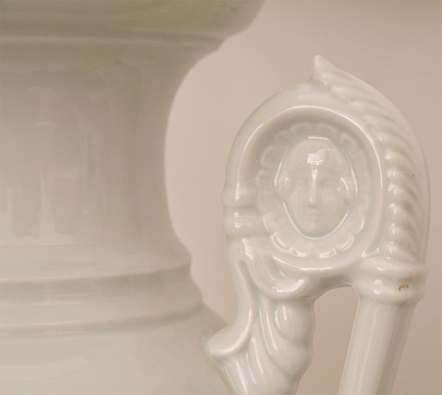 French Neo Classical Porcelain Urn Lamps by Limoges