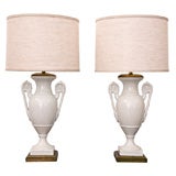 Neo Classical Porcelain Urn Lamps by Limoges