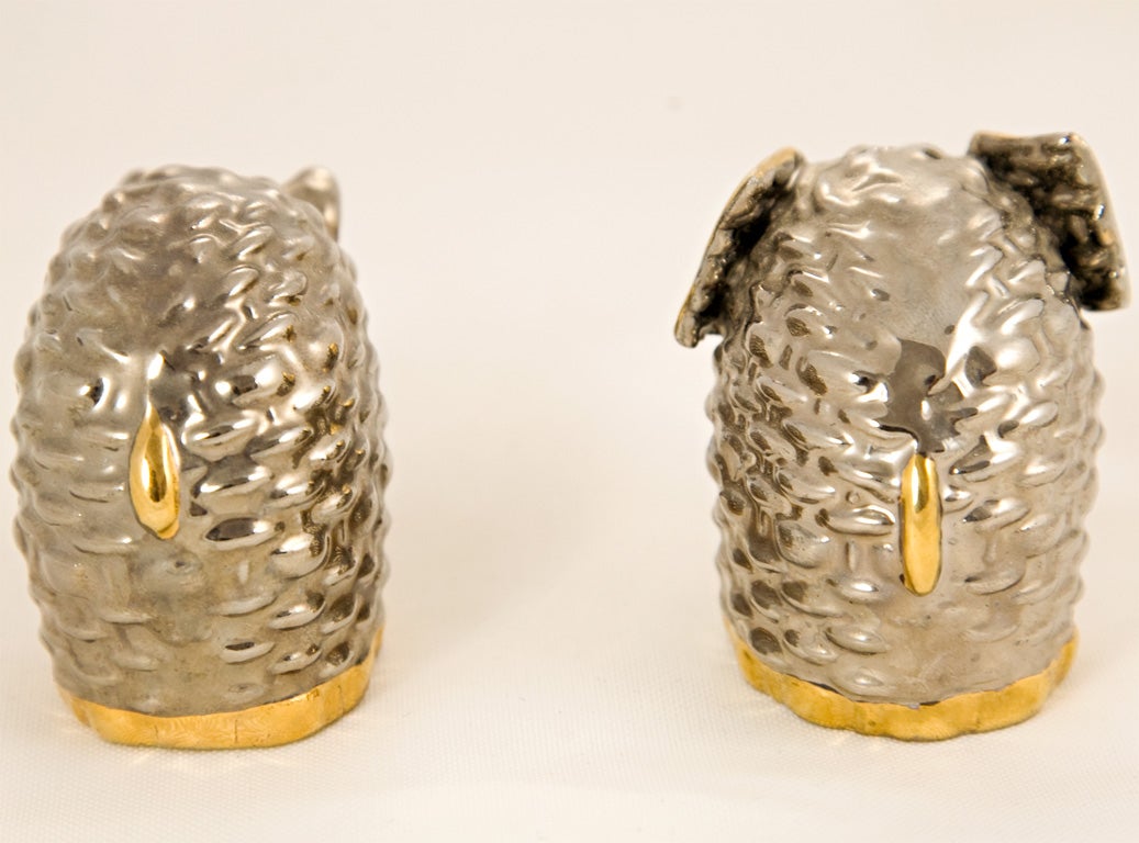 Italian Pair of Gucci Salt and Pepper Shakers in Platinum Glaze