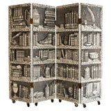 Four Panel "Library" Trompe L'Oeil Folding Screen by Fornasetti