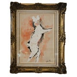 "Can Can Dancer" signed by Marcel Vertes in Original Frame