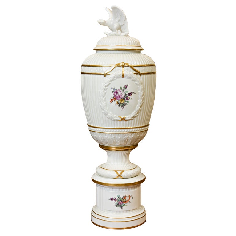 20th c. Danish Footed Urn with Lid from Royal Copenhagen