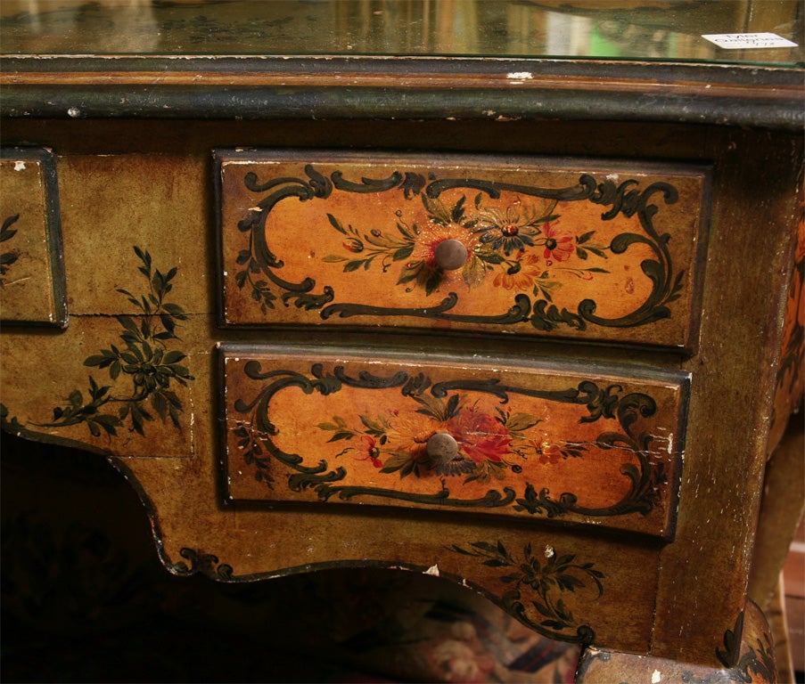 Italian 19th Century Venetian Painted Vanity Table and Mirror