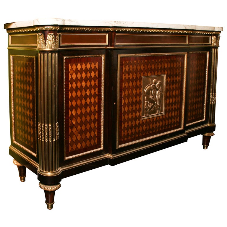 19th Century Louis XVI Bronze Mounted Kingwood and Parquetry Cabinet For Sale