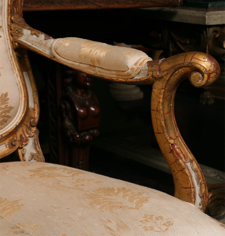 19th Century Louis XV/XVI  Transitional Style Painted Sette