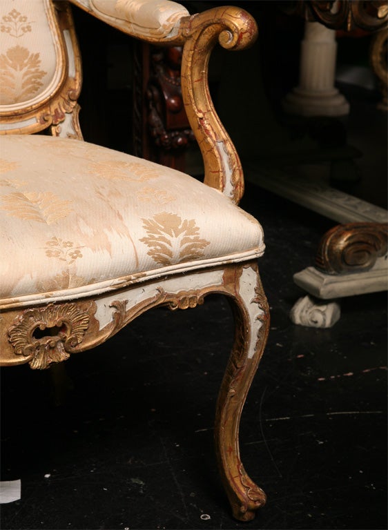 Wood Louis XV/XVI  Transitional Style Painted Sette