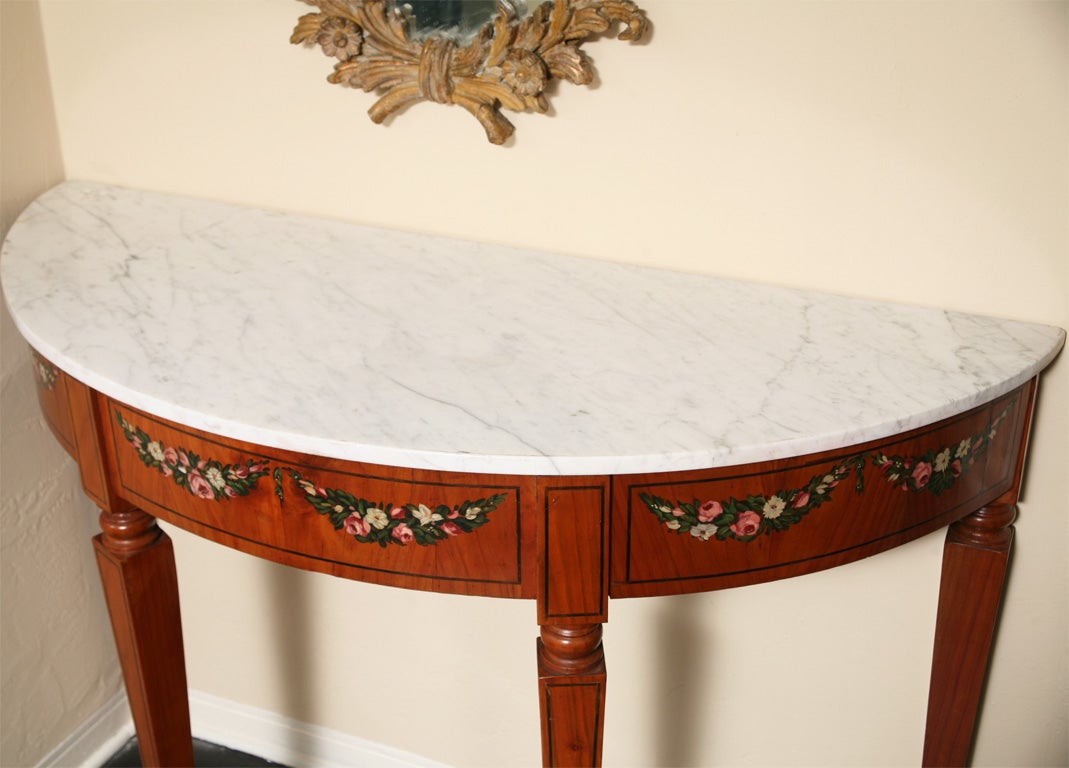Edwardian Pair of Adams Painted Marble-Top Console Tables  For Sale