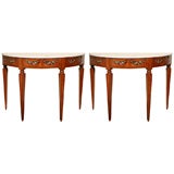 Pair of Adams Painted Marble-Top Console Tables 