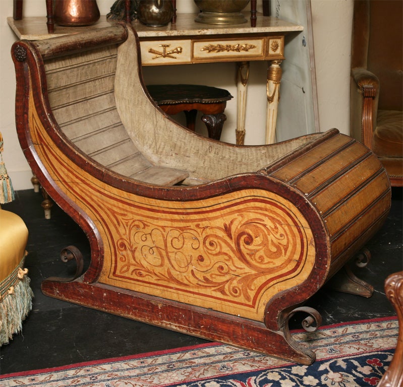 Baroque 18th Century Continental Carved and Painted Sled For Sale