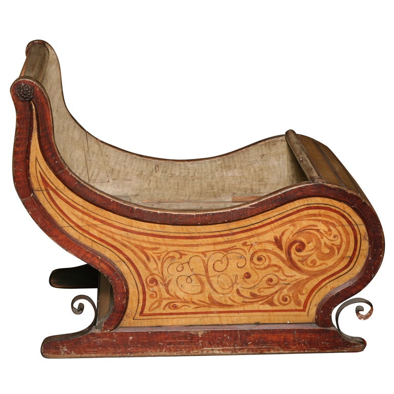 18th Century Continental Carved and Painted Sled For Sale