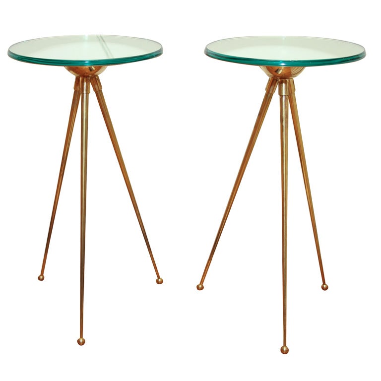 Pair of brass tripod side tables at 1stDibs