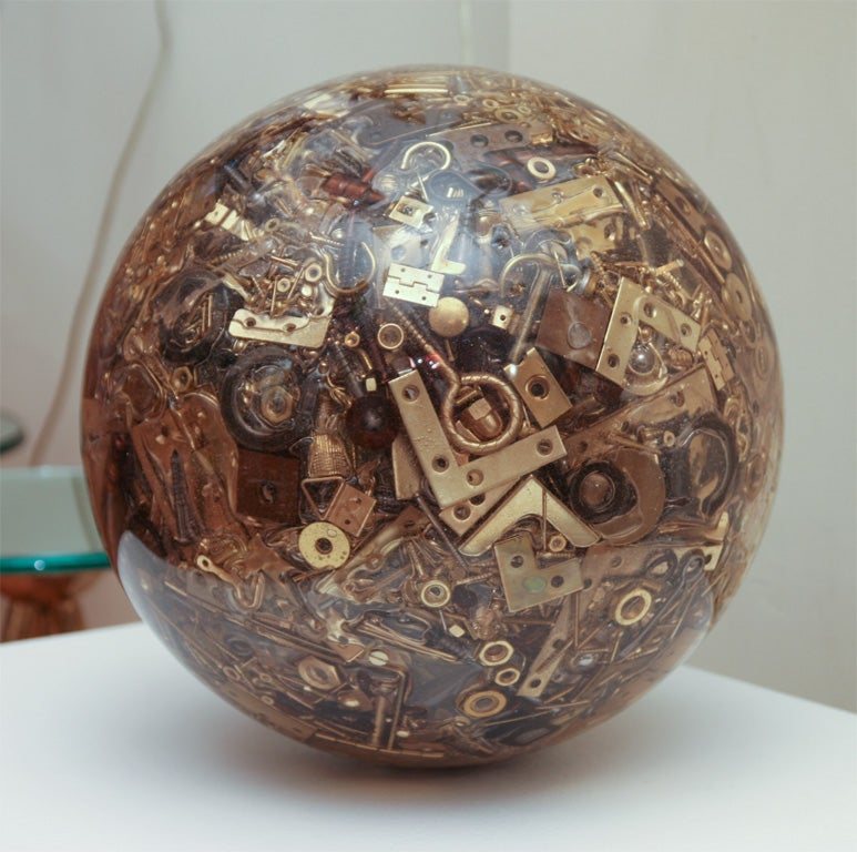 Italian Resin Spheres Composed of Miscellaneous Vintage Hardware Parts