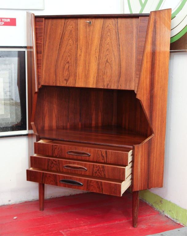 Danish Rosewood Corner Bar Cabinet