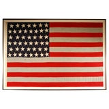 Antique Giant  Framed 45 Star Hand Stitched And Signed American Flag