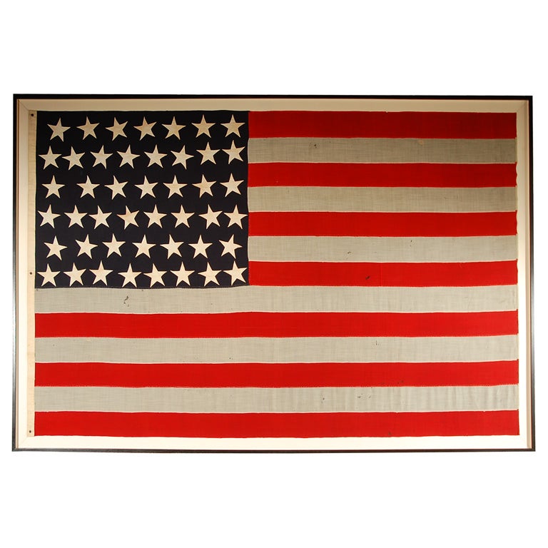Giant  Framed 45 Star Hand Stitched And Signed American Flag