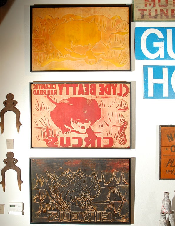 Original Wood Carved Circus Letterpress For Three Color Poster