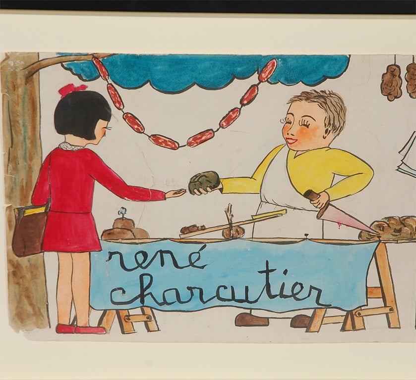 Painted by a school teacher in rural Hautes Pyrenees, France. Based on the Toto, Lili, Rene and Jojo French educational stories. Most likely the teacher or school could not afford the published versions, so the teacher took it upon himself to create