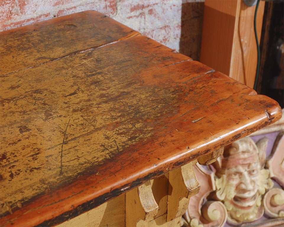 19th Century Substantial General Store Counter With Original Mustard Paint