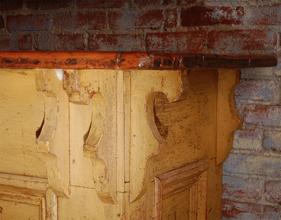 Wood Substantial General Store Counter With Original Mustard Paint