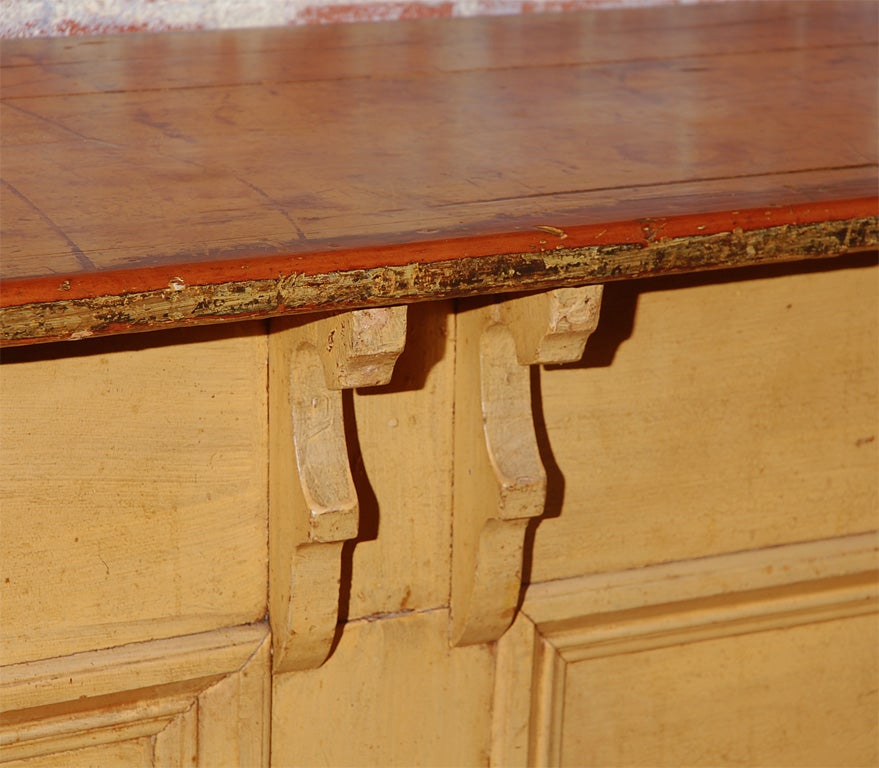 Substantial General Store Counter With Original Mustard Paint 1