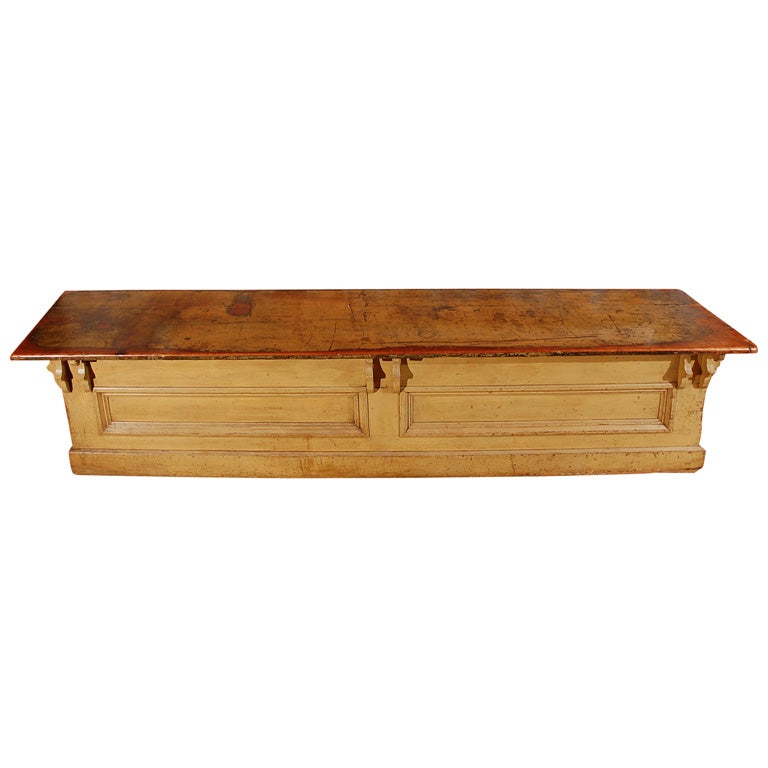 Substantial General Store Counter With Original Mustard Paint
