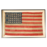38 Star American Flag With Hand Cut And Applied Folk Art Stars