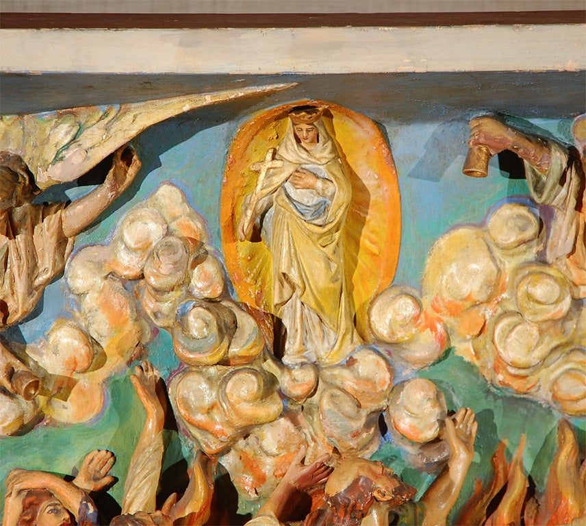 Étonnante suspension murale religieuse à la craie trouvée dans une église catholique de Philadelphie. Les photos décrivent tout. Merveilleux détail et dimension.