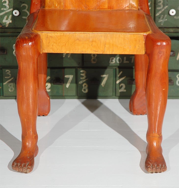 Carved Quirky American Folk Art Human Form Chair For Sale