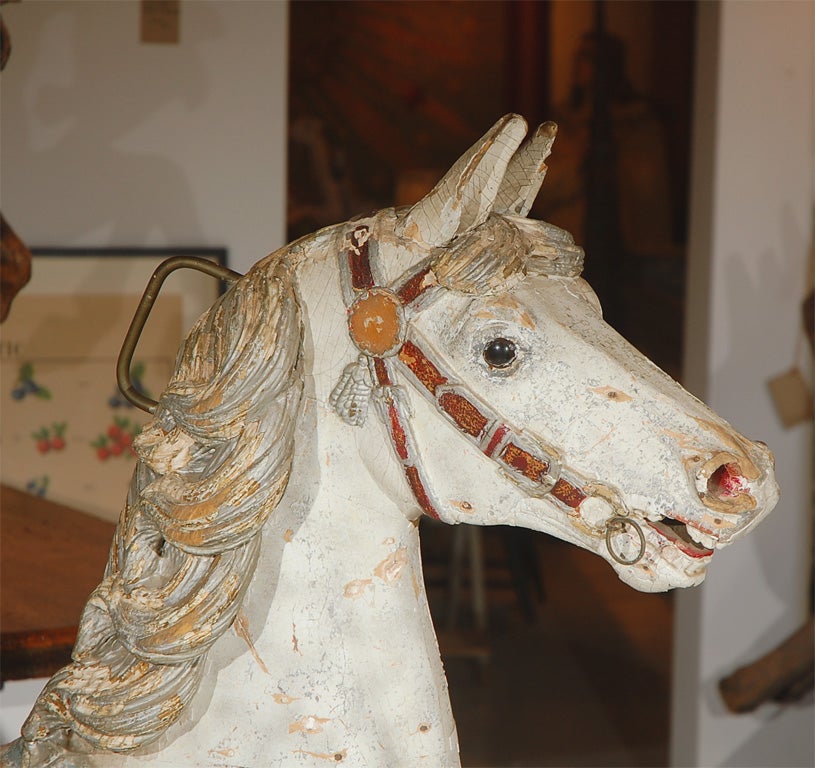 Folk Art Wood Carved Carousel Horse with Original Park Paint