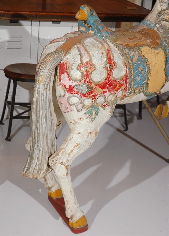 19th Century Wood Carved Carousel Horse with Original Park Paint
