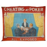 Antique Rare "Cheating At Poker" Carnival or Circus Sideshow Banner