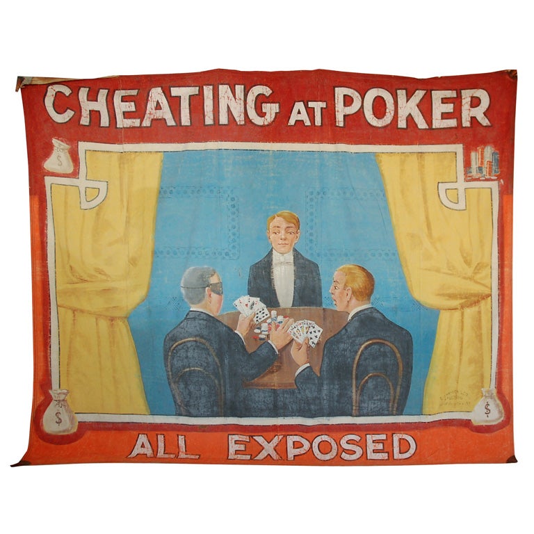Rare "Cheating At Poker" Carnival or Circus Sideshow Banner