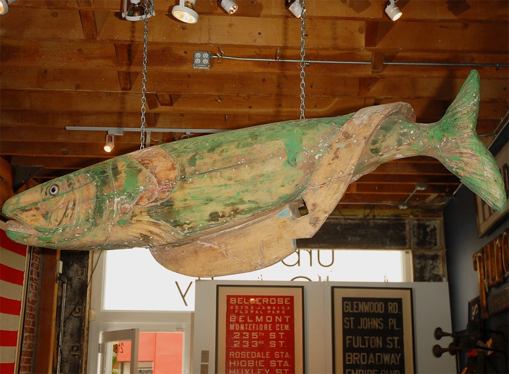 Wood c. 1880 Giant Bayol Carved Carousel Fish