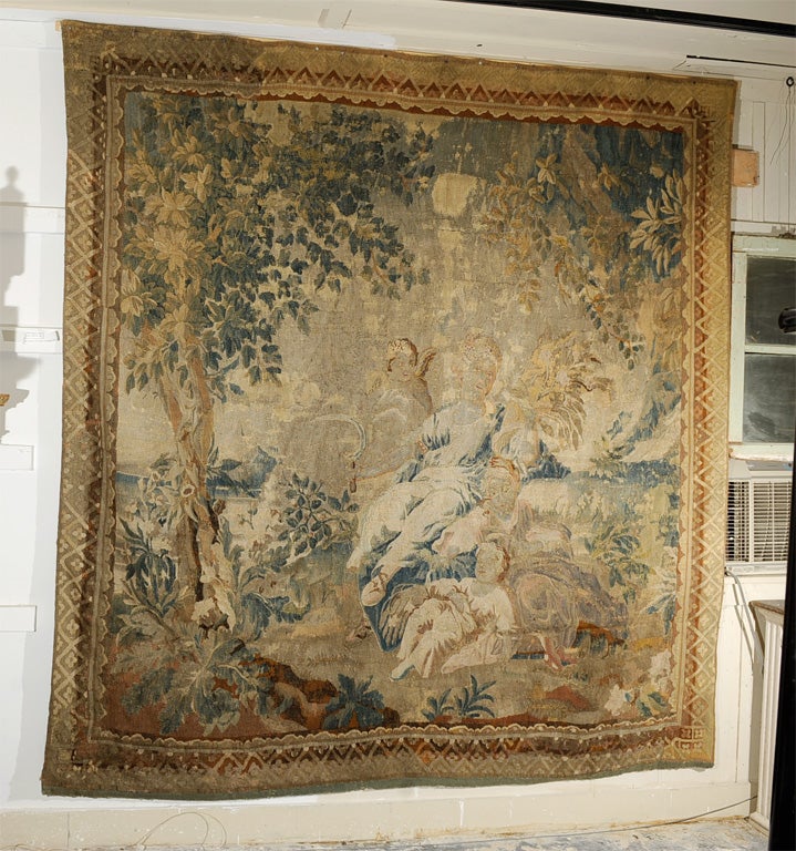 Elegant 18th c. French Tapestry, "Scene Galante"