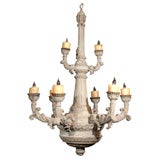 French Painted/Carved Wood Chandelier