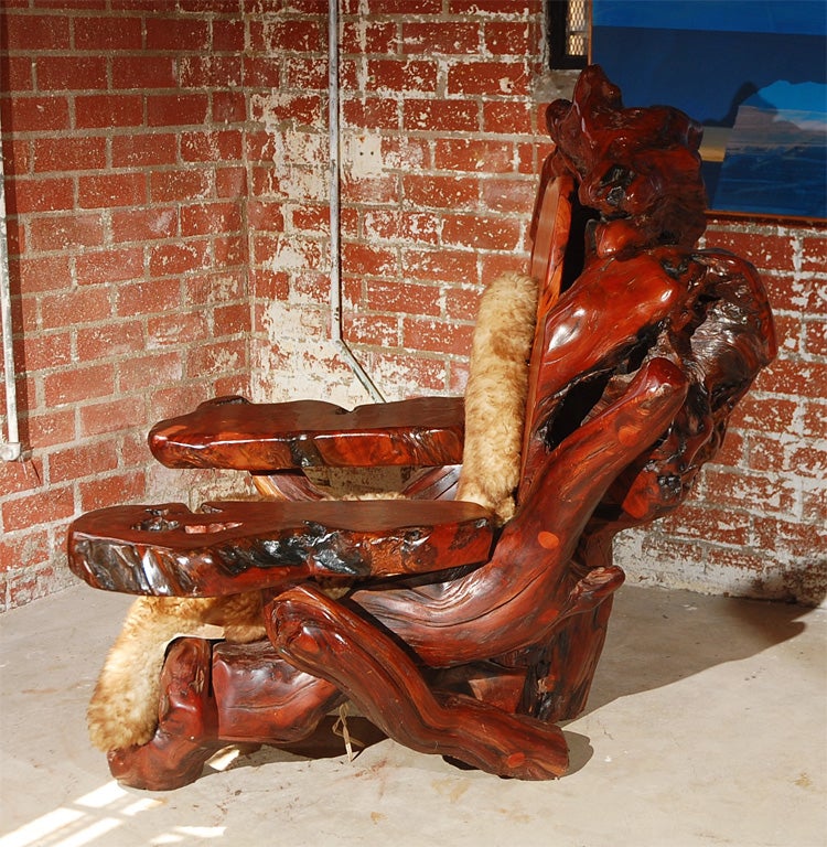 Mid-20th Century Unique Californian Redwood Fantasy Throne Size Chair