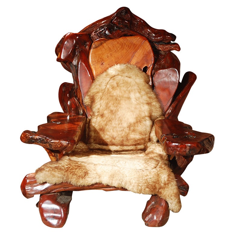 Unique Californian Redwood Fantasy Throne Size Chair