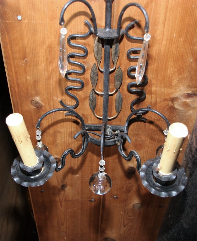 Mid-20th Century Pair of French Wrought Iron Squiggle Sconces