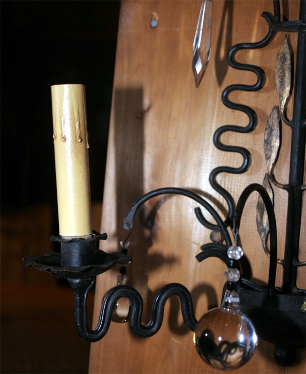 Pair of French Wrought Iron Squiggle Sconces 2