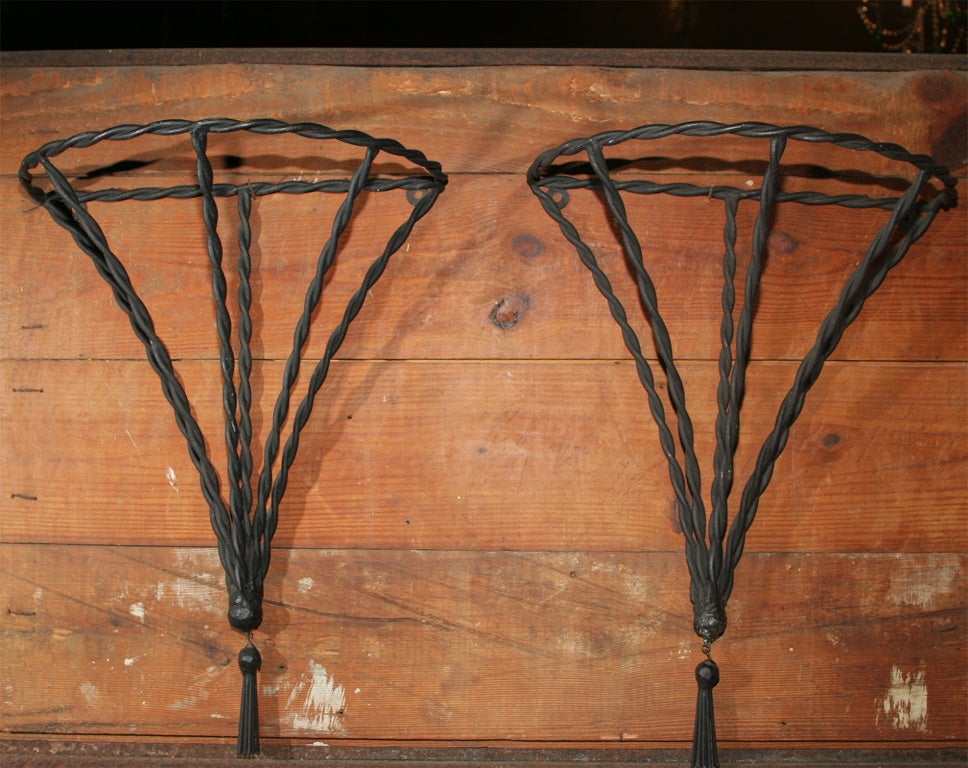 Pair of Wrought Iron Wall Brackets or Planters