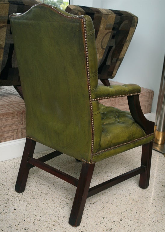 19th Century Set of Six George III Style Leather Covered Armchairs For Sale