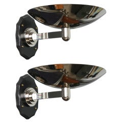 Pair of Perzel Style Polished Chrome Wall Lights